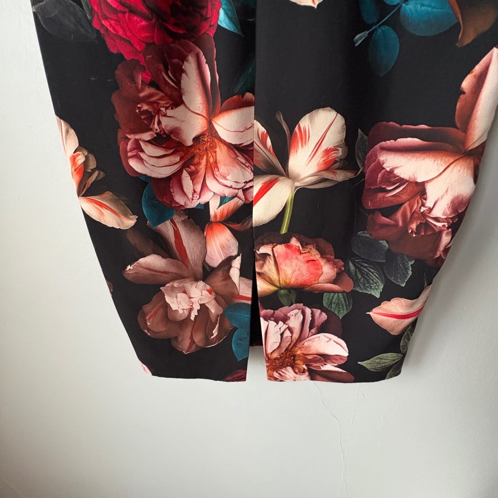Black Halo Floral V-Neck Cap Sleeve Sheath Dress Black Red Size 4 - Picture 7 of 7